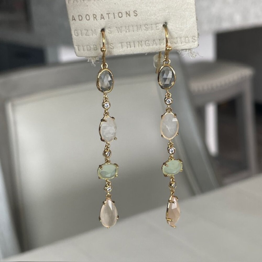 ANTHROPOLOGIE STONE DROP EARRINGS RHINESTONES NWT - Picture 7 of 7
